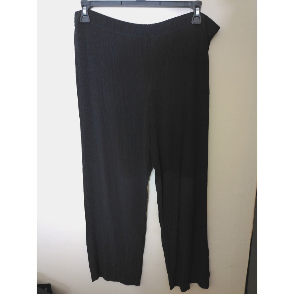 Unbranded Wide Leg Pants Women L Black Vtg Inspo Textured Crinkle Avant Garde